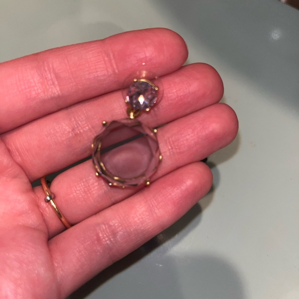 J. Crew Rose Gold and Lavender Crystal Drop Earrings - Picture 2 of 5